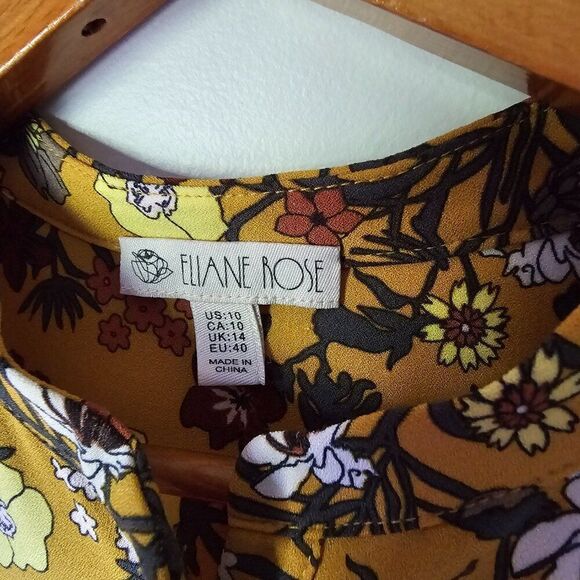 EUC WORN ONCE ELIANE ROSE FLORAL QUARTER BUTTONED PUFFED SLEEVES DRESS SIZE 10/M - Picture 12 of 16